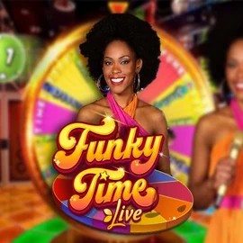 Funky Time slot logo by Evolution at Rolling Slots Casino