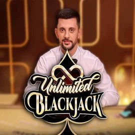 Unlimited Blackjack slot logo by Ezugi at Rolling Slots Casino